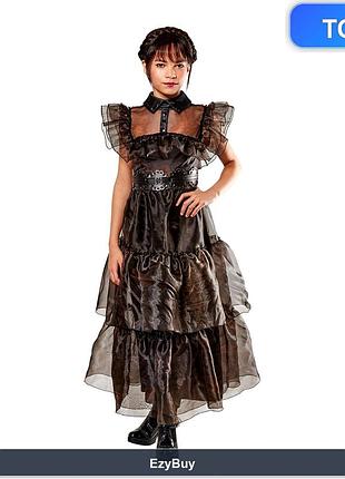 Готическое бальное платье wednesday addams rave 'n dance xl 156-160 черное с поясом для девочек на хэллоуин