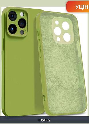 Защитный чехол-накладка для iphone 14 pro max 6.7 зеленого цвета из tpu и микрофибры 4-слойный противоударный
