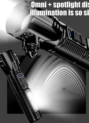 Ліхтар ручний аварійний led usb + склобій 22018