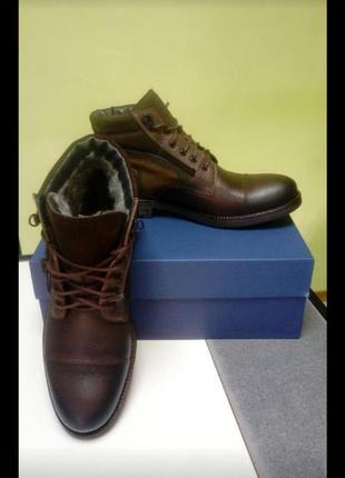 Ботинки коричневые. комбинированные на шнурках