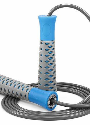 Скакалка powerplay 4206 jump rope pro+ сіро/синя (2,75m.), для фітнесу та домашніх тренувань, для активних занять, для координації