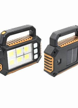 Светодиодный фонарь led cob hs8029 с аккумулятором и солнечной панелью
