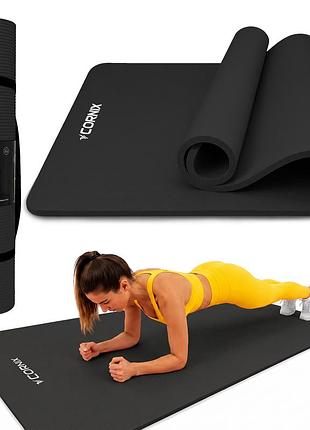 Коврик спортивный cornix nbr xl 190 x 100 x 1.5 cм для йоги и фитнеса xr-0498 black лучшая цена с быстрой доставкой по украине