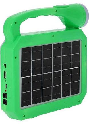 Фонарь аккумуляторный переносной с солнечной панелью ja-2002 solar charging салатовый