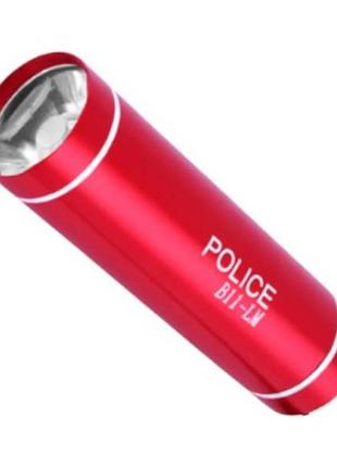 Фонарик ручной police b11-lm, на батарейках 3xaaa, 9см*2,5см красный