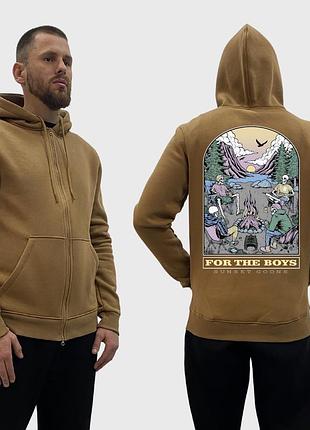 Мужской зип-худи на флисе с принтом sunset goons for the boys для парней скелеты у очага, койот