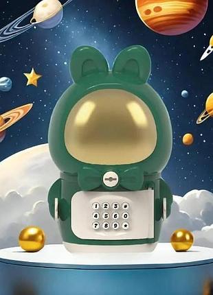 Скарбничка сейф електронна із замком space rabbit piggy зелена