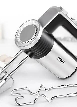 Миксер ручной 600вт egg beater raf r.6666 черный с серым