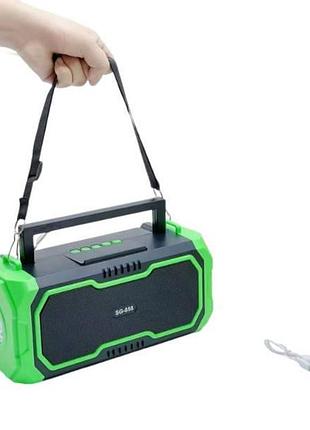 Колонка портативна акумуляторна з мікрофоном та ліхтариком bluetooth ts-5576 чорна із зеленим