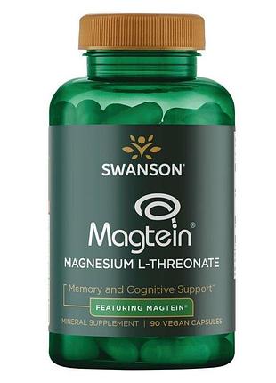 Магний l-треонат swanson magnesium l-threonate featuring magtein®, 90 капсул