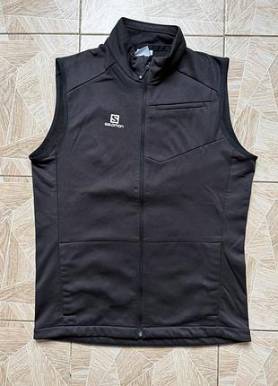 Спортивная жилетка sport salomon softshell fleece vest men m black trail running outdoor corpcore
