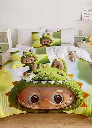 Постельное белье 3d полуторное из микросатина labubu №4 31454 150х215 см 70х70 см