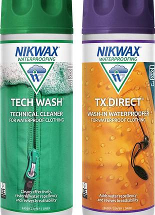 Набор nikwax twin pack средство для стирки и пропитка (tech wash 300 мл + tx direct 300 мл)