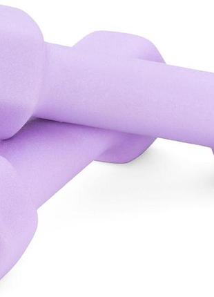 Гантели для фитнеса неопреновые gymtek hex 2х1кг лавандовый для силовых упражнений, дома, спортзала и регулярных тренировок