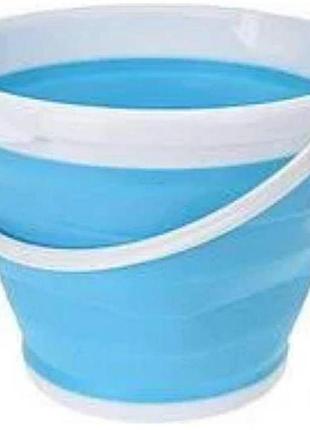 Ведро 10 литров туристическое складное collapsible bucket голубое