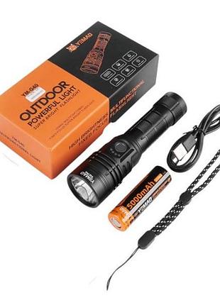 Фонарь ручной аккумуляторный повышенной мощности поисковый yemao ym-g40 pro sst40 черный