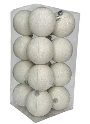 Набор игрушек на елку k69-31 19541 8 см 16 шт белый бархат