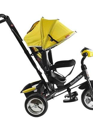Велосипед триколісний з ручкою та козирком 62-119 best trike жовтий