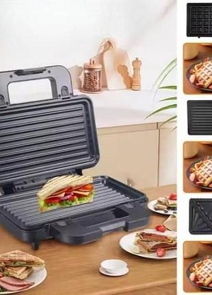 Мультимейкер 3в1 с антипригарным покрытием 1000 вт sokany sk-bbq-835
