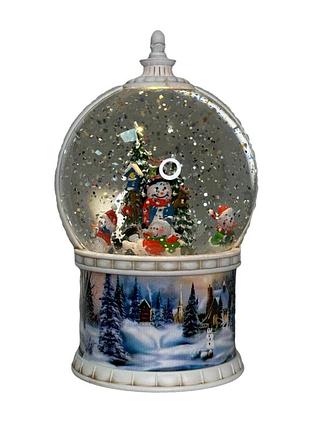 Шар новогодний декоративный светящийся снеговик 19626 10х16 см