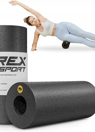 Роллер массажер гладкий trex sport tx-033epr epp 33см черный для самомассажа, расслабления и восстановления мышц