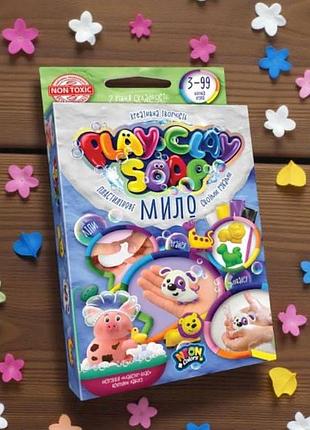 Набір для дитячої творчості пластелінове мило 4 кольори play clay soap pcs-02-01u danko toys синя коробка