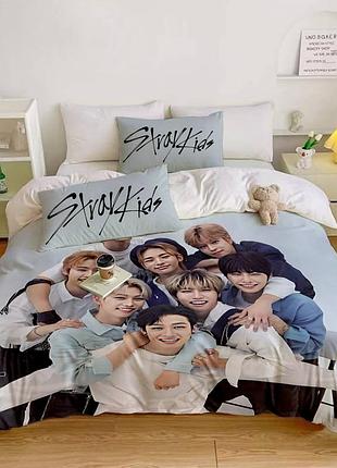 Постільна білизна 3d полуторна з мікросатину stray kids 31411 150х215 см 50х70 см