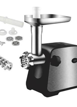 М'ясорубка з насадками для виготовлення домашніх ковбас 4500вт domotec ms 2028 чорна
