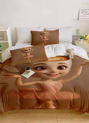 Постельное белье 3d полуторное из микросатина ballerina cappuccino 31367 150х215 см 50х70 см