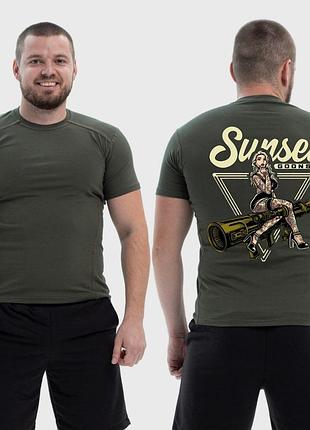 Чоловіча тактична футболка з принтом sunset goons дівчина, хакі