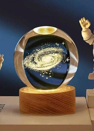 Куля акрилова чумацький шлях 6см з підсвічуванням на підставці
