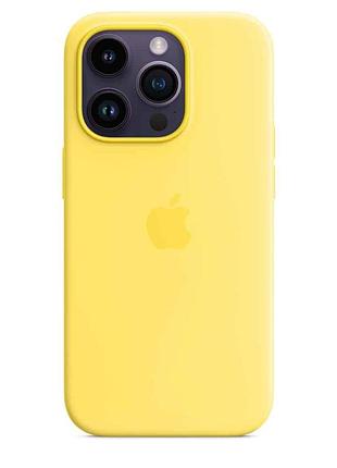 Силіконовий чохол для iphone з підтримкою magsafe жовтий - iphone 14 pro