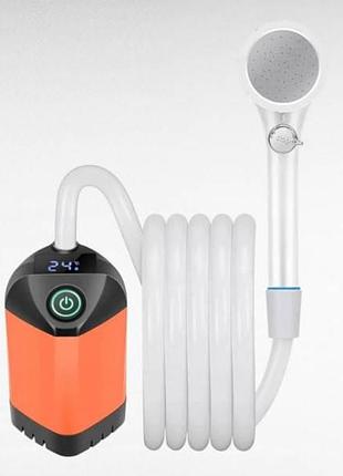 Душ кемпінговий акумуляторний shower чорний з оранжевим