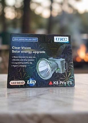 Фонарь налобный аккумуляторный ukc k8 pro серый