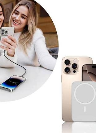Power bank з бездротовою зарядкою магнітний pd 22,5w 10000mah білий
