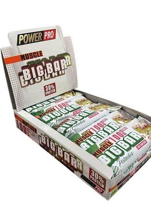 Блок батончиков power pro muscle big bar 30% protein, 10*100 грамм - фисташка