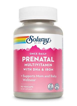 Пренатальный мультивитамин solaray once daily prenatal multivitamin, 90 вегакапсул