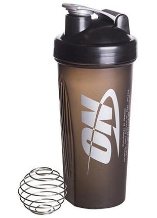 Шейкер optimum nutrition shaker 700 мл, black с пружинкой