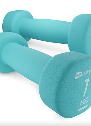 Гантели неопреновые hop-sport hs-v010dr 2 x 1 кг бирюзовые