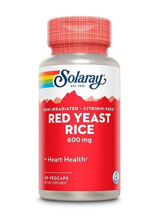 Красный дрожжевой рис solaray red yeast rice 600 mg, 45 вегакапсул