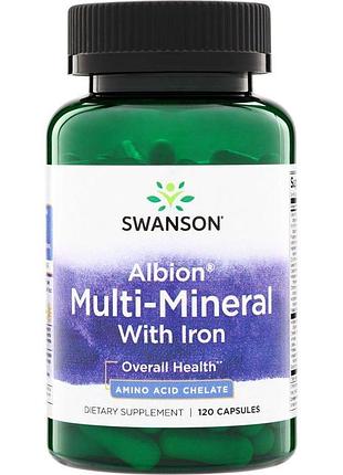 Мультимінеральний комплекс із залізом swanson albion multi-mineral with iron, 120 капсул