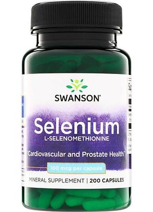 L-селенометионин swanson selenium 100 mcg, 200 капсул