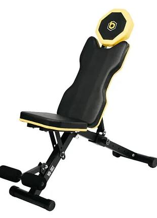 Лавка тренувальна besport wb-002 універсальна для жиму та пресу для силовых упражнений, фитнеса, дома и спортзала