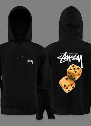 Мужской худи на флисе стусси игральные кости оранжевые / stussy fuzzy orange