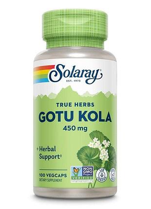 Готу кола solaray gotu kola 450 mg, 100 вегакапсул