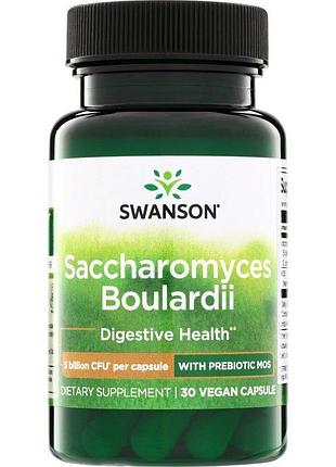Пробіотичні дріжджі swanson saccharomyces boulardii with prebiotic mos 5 billion cfu, 30 вегакапсул