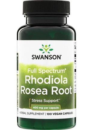 Корінь родіоли рожевої swanson rhodiola rosea root 400 mg full spectrum, 100 капсул