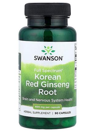 Корінь корейського червоного женьшеню swanson korean red ginseng root 400 mg full spectrum, 90 капсул