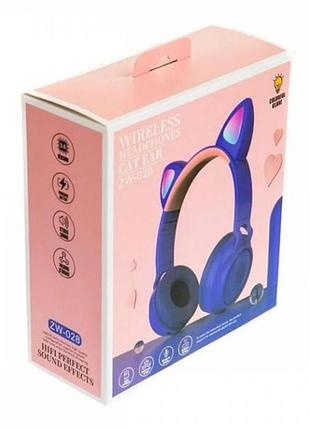 Бездротові навушники bluetooth з котячими вушками led zw-028c фіолетові