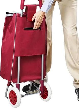Сумка-візок на коліщатках для покупок trolley medium 95x35см червона